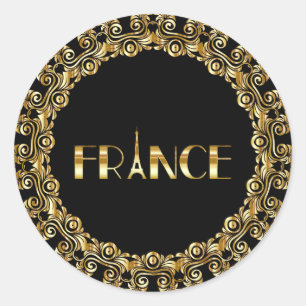 Frankreich, Eiffelturm, Gold Design Runder Aufkleber