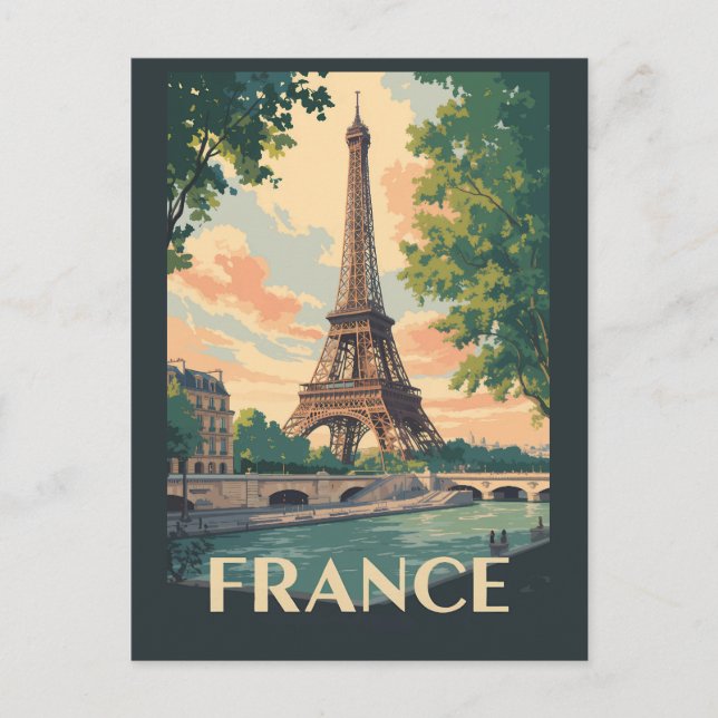 Frankreich Eiffelturm Reisen Vintag Postkarte (Vorderseite)