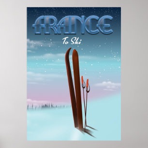 Frankreich - "Eis"-Ski-Urlaubsposter Poster