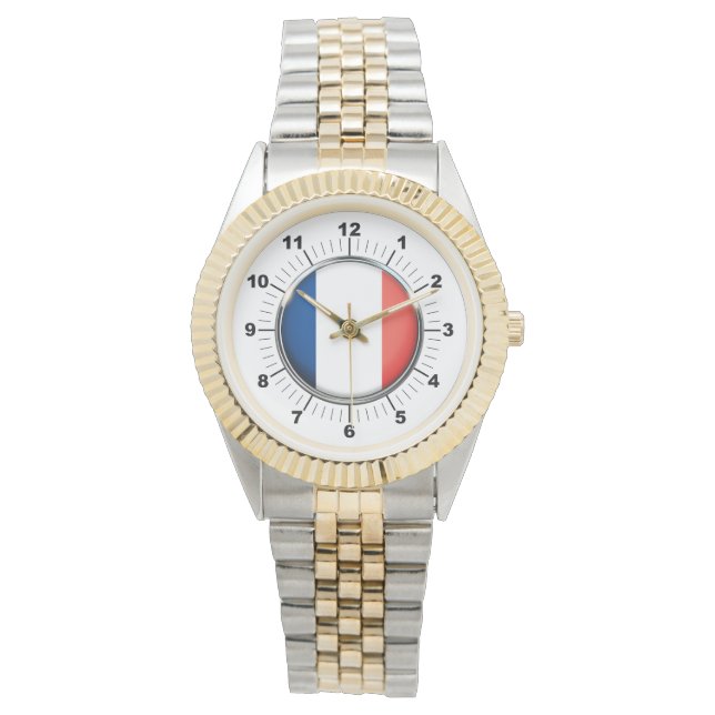 Frankreich-Fahne Zwei-Tone-Armbanduhr Armbanduhr (Vorderseite)
