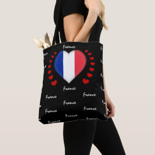 Frankreich Flag & Herz, französische Flagge / Spor Tasche