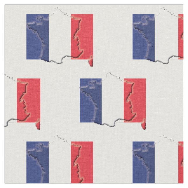 FRANKREICH Flag Map Kontur Stoff (Nahaufnahme)