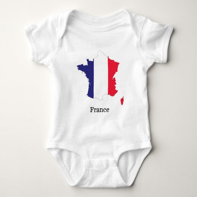 Frankreich Flagge auf Karte Souvenir Design Baby Strampler (Vorderseite)