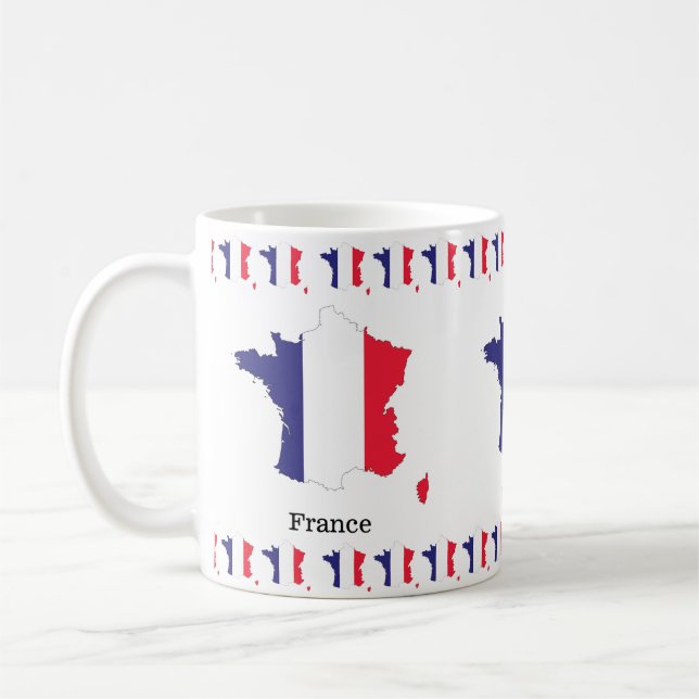 Frankreich Flagge auf Karte Souvenir Design Kaffeetasse (Links)
