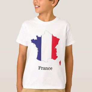 Frankreich Flagge auf Karte Souvenir Design T-Shirt