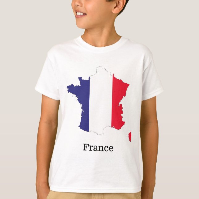 Frankreich Flagge auf Karte Souvenir Design T-Shirt (Vorderseite)