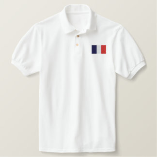 Frankreich-Flagge bestickt männliches PoloShirt