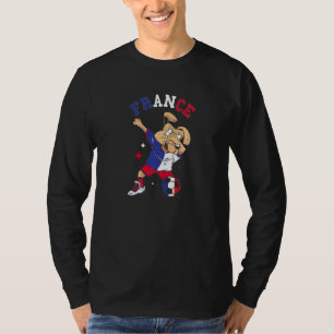 Frankreich-Flagge Dabbing-Hund Fußballspieler Fran T-Shirt