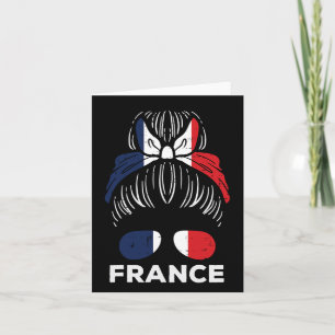 Frankreich Flagge Französisch Girl Hairbun Fußball Karte