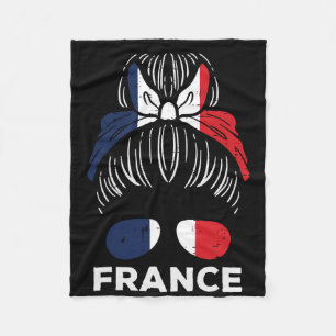 Frankreich-Flagge Französisches Mädchen Haarknoten Fleecedecke
