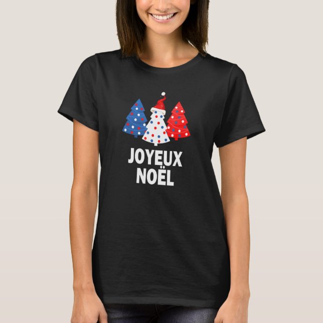 Frankreich Flagge Frohe Weihnachten T-Shirt (Vorderseite)