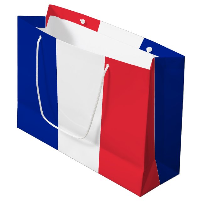 Frankreich-Flagge Große Geschenktüte (Vorderseite Schrägansicht)