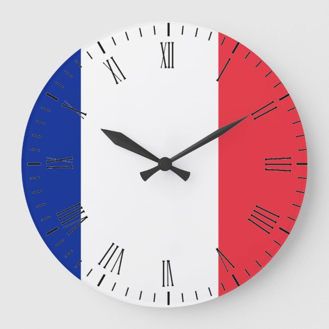 Frankreich-Flagge Große Wanduhr (Vorderseite)