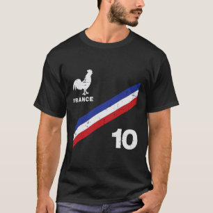 Frankreich-Flagge Hahn Nummer 10 Fußball-Fan Männe T-Shirt