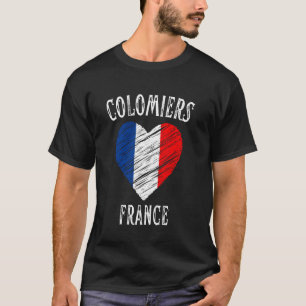 Frankreich-Flagge Herz Colomiers Stadt T-Shirt