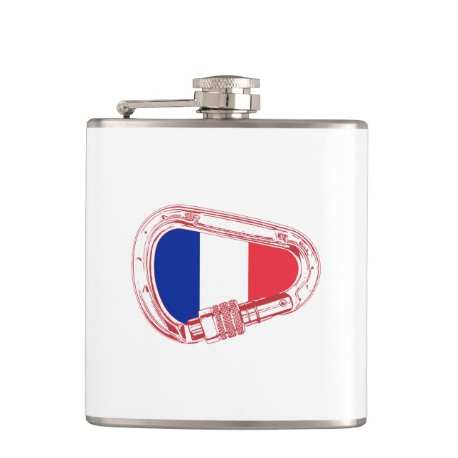 Frankreich Flagge Klettersteiger Carabiner Flachmann (Vorderseite)