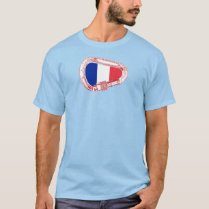 Frankreich Flagge Klettersteiger Carabiner T-Shirt