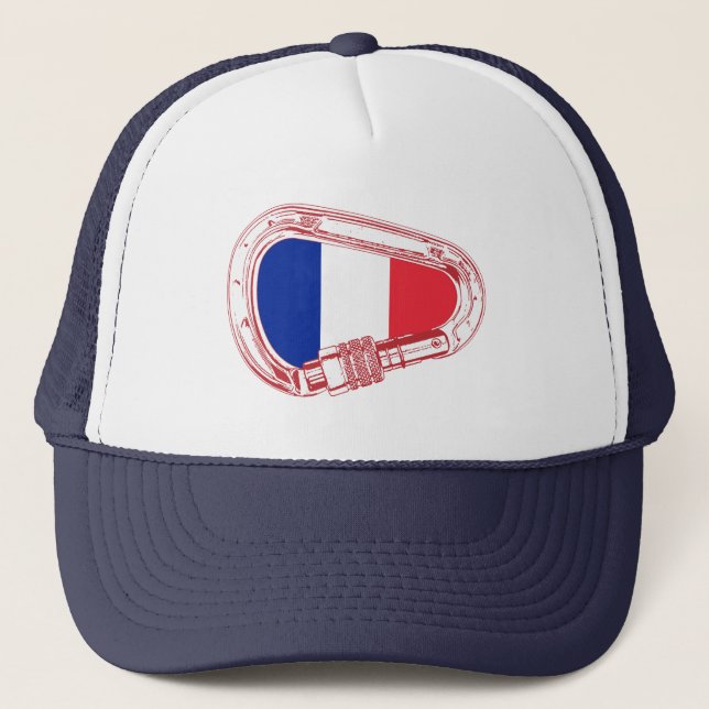 Frankreich Flagge Klettersteiger Carabiner Truckerkappe (Vorderseite)