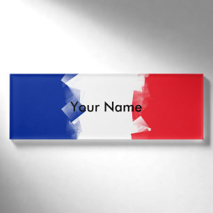 Frankreich-Flagge Kubik Namenschild