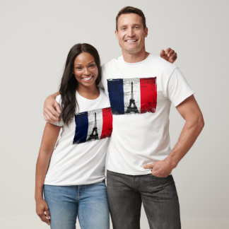 Frankreich Flagge mit Eiffelturm T-Shirt
