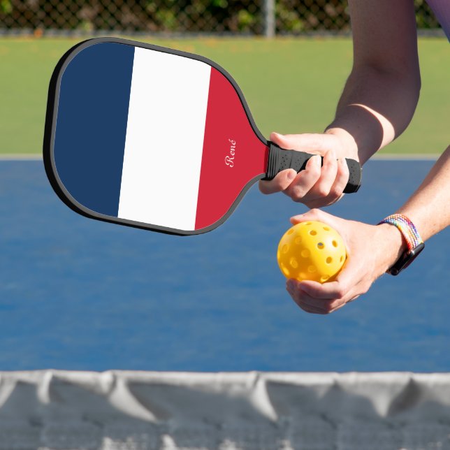 Frankreich - Flagge mit Ihrem Namen Pickleball Schläger (InSitu)