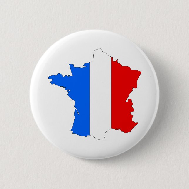 Frankreich-Flaggen-Karte Größengleich Button (Vorderseite)
