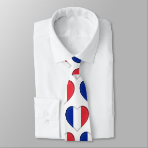 Frankreich Flaggenfarben Herzmuster Neck Tie Krawatte