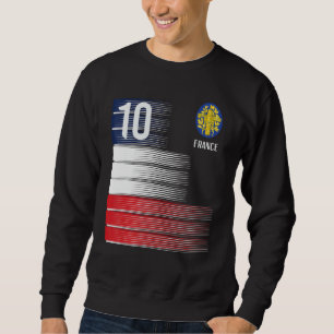 Frankreich Flaggennummer 10 Französische Fußballfr Sweatshirt
