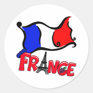 Frankreich: Flaggenprodukte Runder Aufkleber