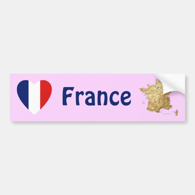 Frankreich Flaggenschwerpunkt + Karte Autoaufklebe Autoaufkleber (Vorne)