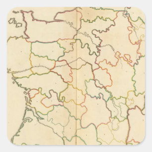 Frankreich-Fluss-Kontur Quadratischer Aufkleber