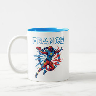 Frankreich Football Dynamischer Quarterback Patrio Zweifarbige Tasse