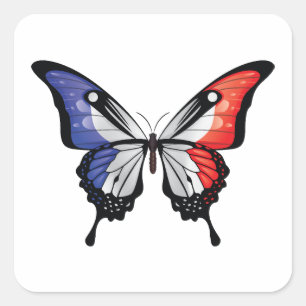 Frankreich Frack-Schmetterlingsflaggenaufkleber Quadratischer Aufkleber