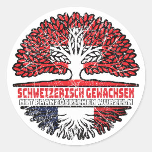 Frankreich Französch Schweizer Schweiz Baum Runder Aufkleber