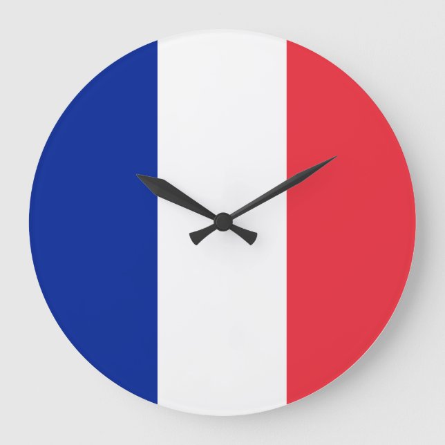 Frankreich (Französisch) Flagge Große Wanduhr (Vorderseite)