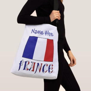 Frankreich Französische Flagge Blau Personalisiert Tragetaschen Mit Langen Trägern