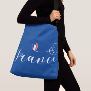 Frankreich, französische Flagge im Herzen Tragetaschen Mit Langen Trägern