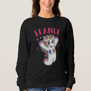 Frankreich Fußball Fan Einhorn mit Herbstflagge Sweatshirt