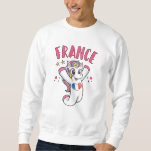 Frankreich Fußball Fan Einhorn mit Herbstflagge Sweatshirt