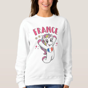 Frankreich Fußball Fan Einhorn mit Herzflagge Swea Sweatshirt