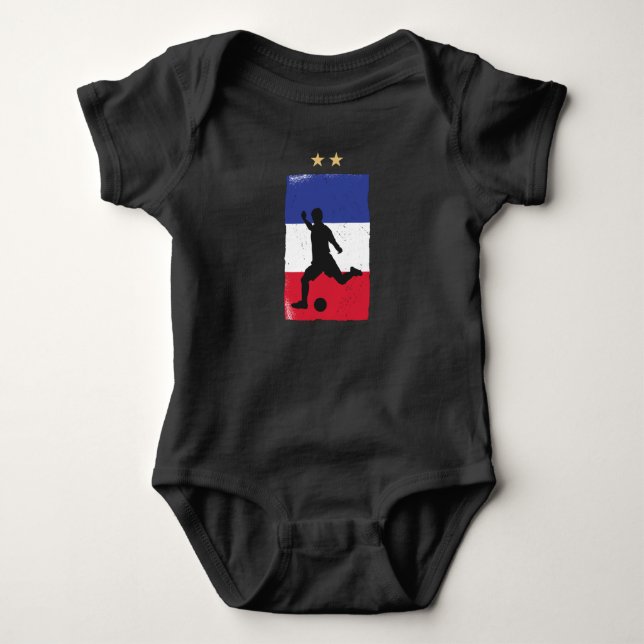 Frankreich Fußball-Shirt Französisch-Flagge Baby Strampler (Vorderseite)