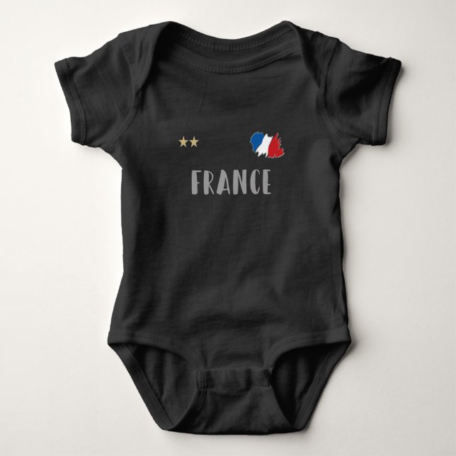 Frankreich Fußball-Shirt Französisch-Flagge Baby Strampler (Vorderseite)