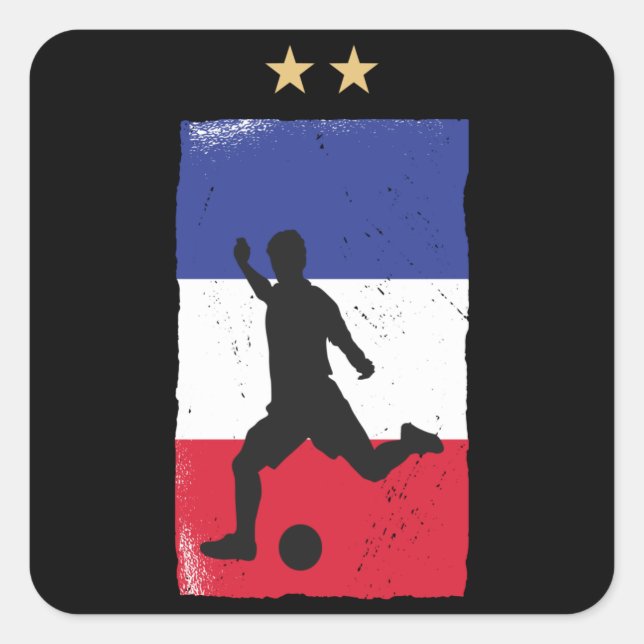 Frankreich Fußball-Shirt Französisch-Flagge Quadratischer Aufkleber (Vorderseite)