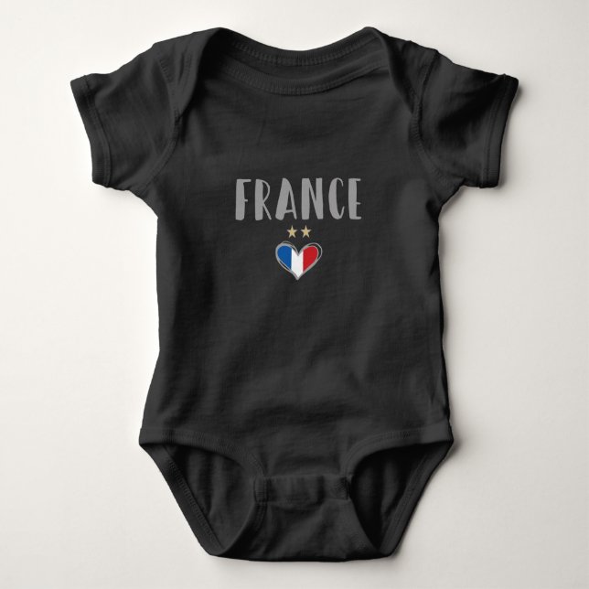 Frankreich Fußball-Shirt mit Herz Baby Strampler (Vorderseite)