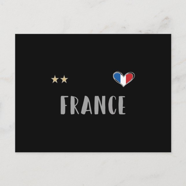 Frankreich Fußball-Shirt mit Herz Postkarte (Vorderseite)