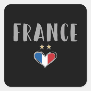 Frankreich Fußball-Shirt mit Herz Quadratischer Aufkleber