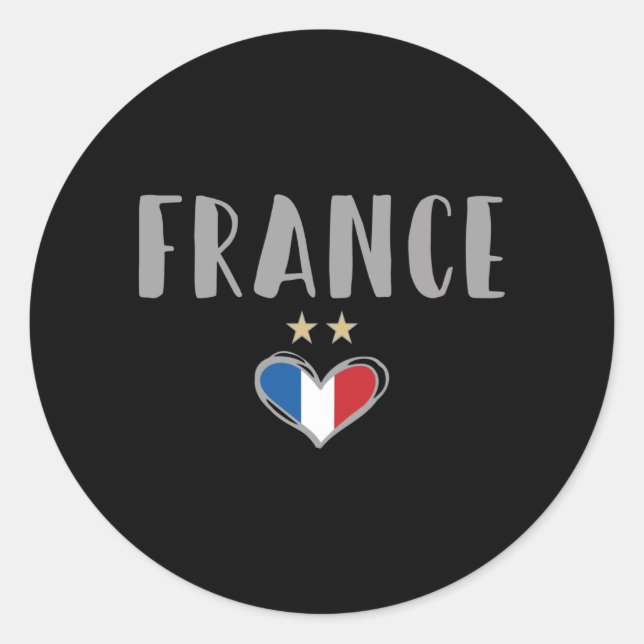Frankreich Fußball-Shirt mit Herz Runder Aufkleber (Vorderseite)