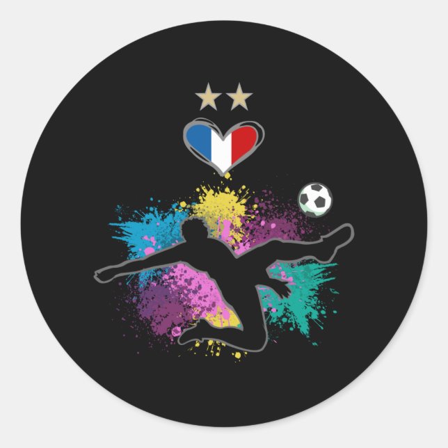 Frankreich Fußball-Shirt mit Herzschlag Runder Aufkleber (Vorderseite)