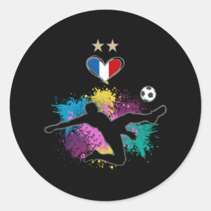 Frankreich Fußball-Shirt mit Herzschlag Runder Aufkleber