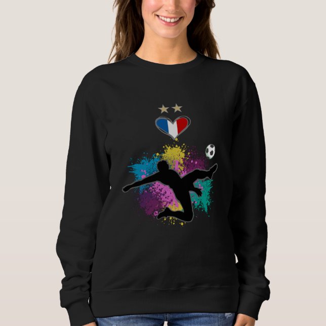 Frankreich Fußball-Shirt mit Herzschlag Sweatshirt (Vorderseite)